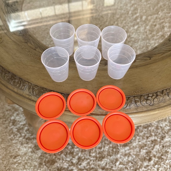 Tupperware Tupper Mini Midgets Container 2oz Set of 6 Clear w/Orange Lid New - Picture 1 of 3